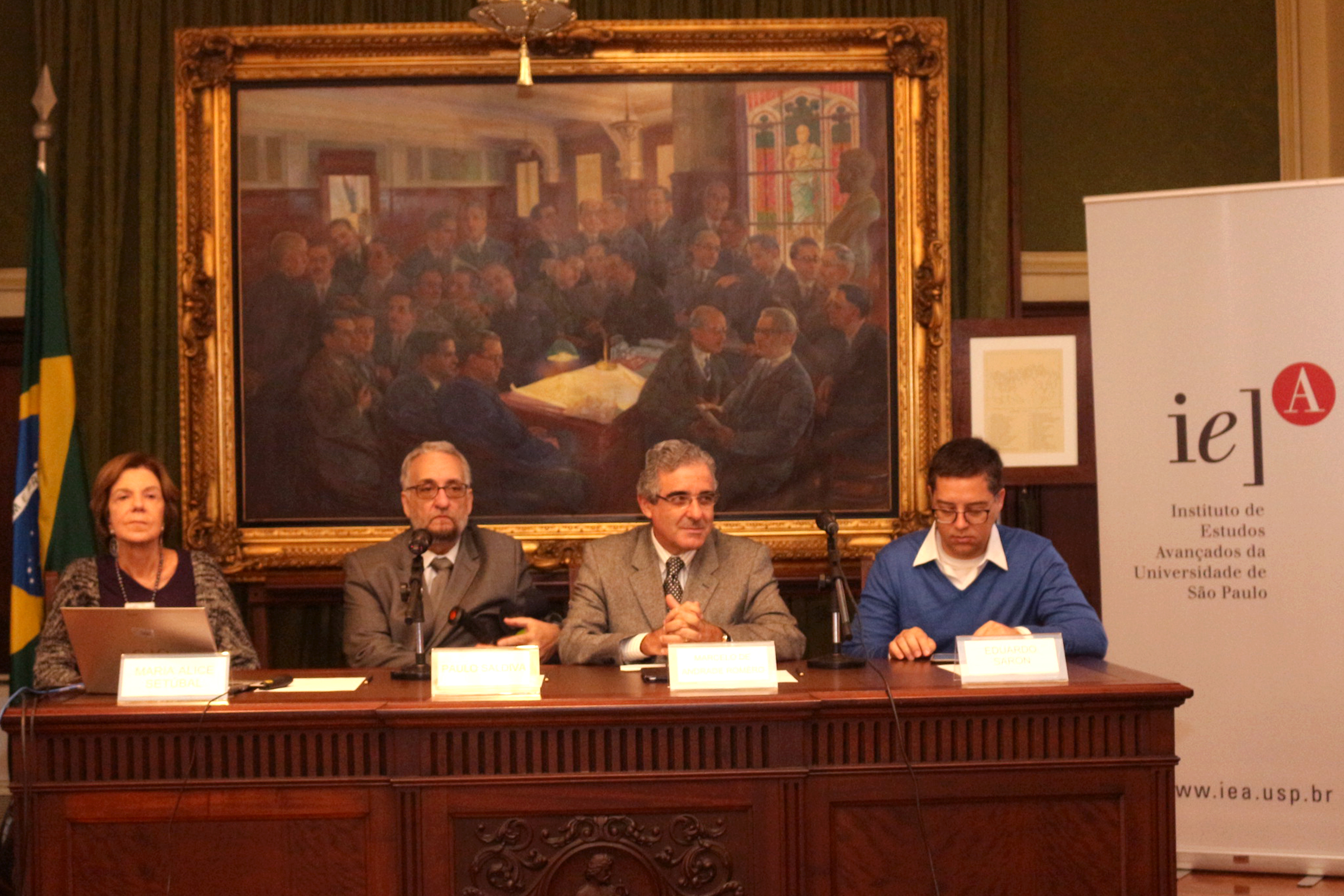 Maria Alice Setubal, Paulo Saldiva, Marcelo de Andrade Romero and Eduardo Saron