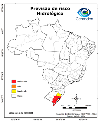 Previsão de risco hidrológico - RS