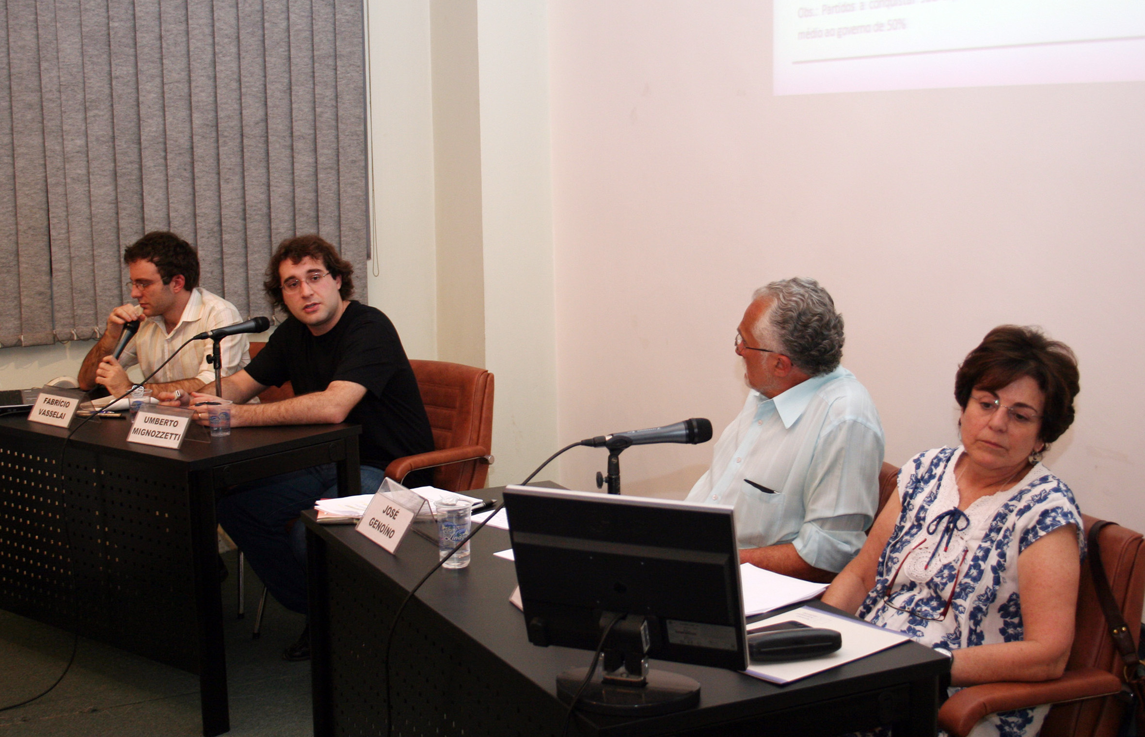 Fabrício Vasselai, Umberto Mignozzetti, José Genuíno e Maria Cecília Spina Forjaz