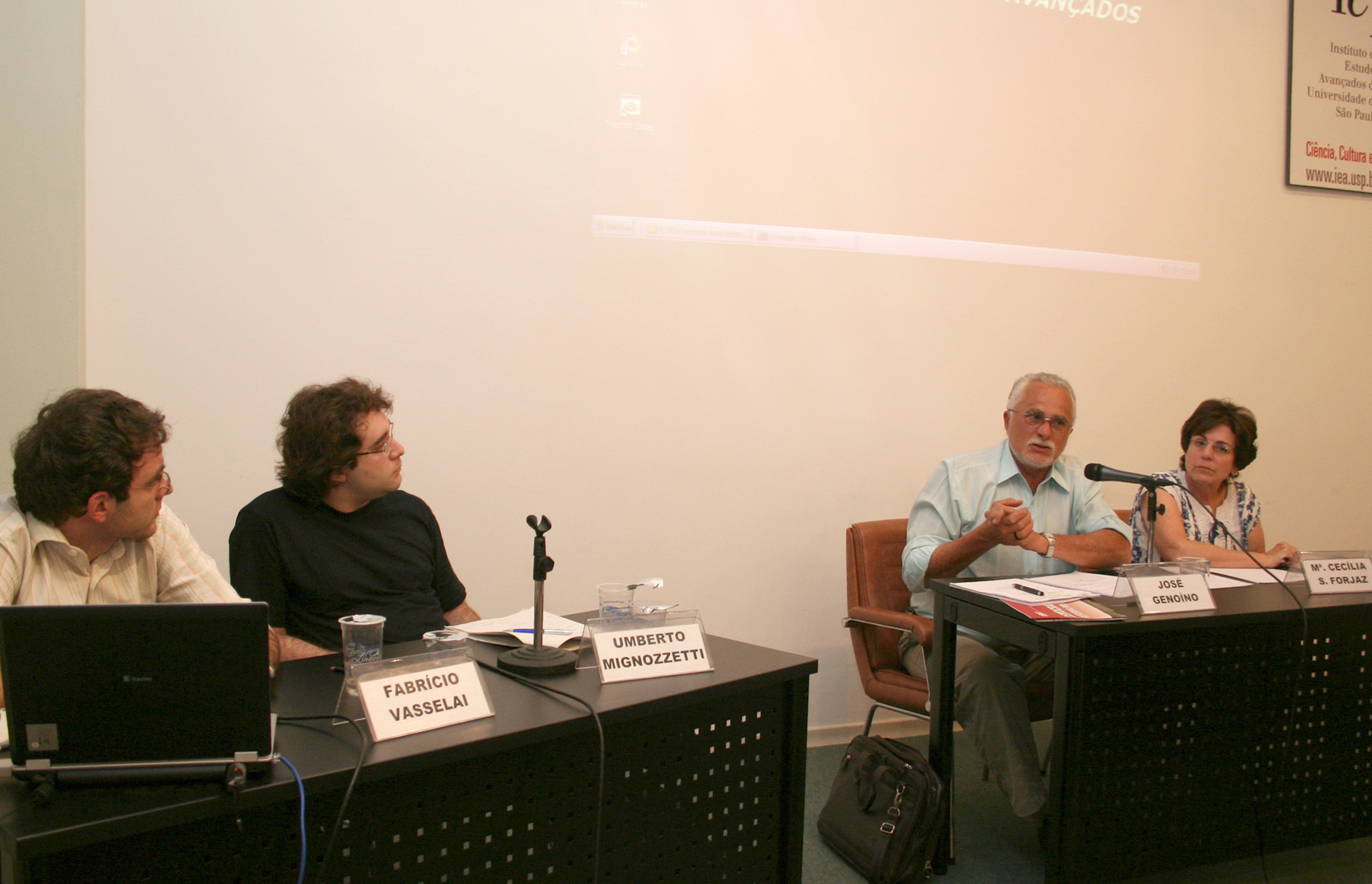 Fabrício Vasselai, Umberto Mignozzetti, José Genuíno e Maria Cecília Spina Forjaz