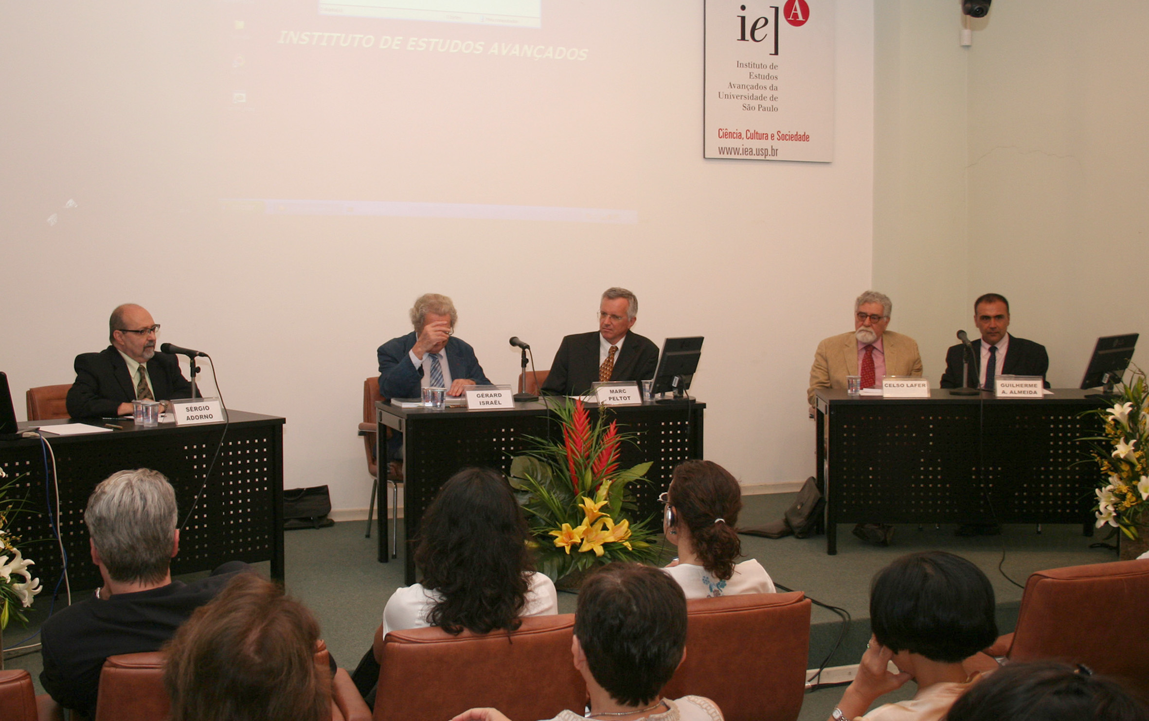 Sérgio Adorno, Gérard Israël, Marc Peltot, Celso Lafer e Guilherme Assis de Almeida