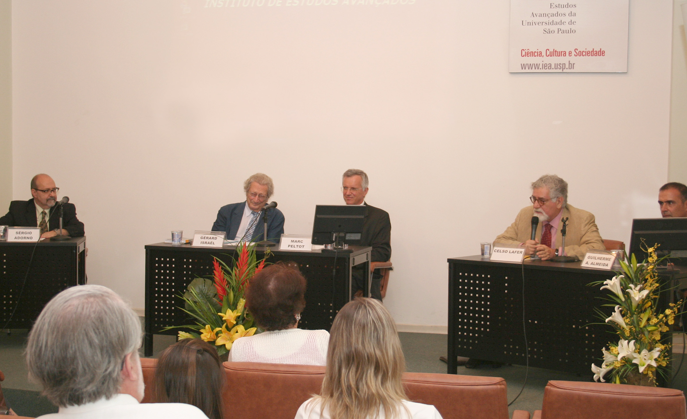 Sérgio Adorno, Gérard Israël, Marc Peltot, Celso Lafer e Guilherme Assis de Almeida