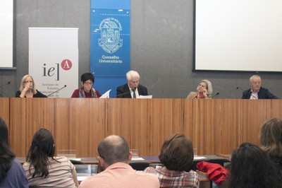 Jeanne Marie Gagnebin, Cremilda Medina, Sergio Paulo Rouanet, Barbara Freitag e Willi Bolle 