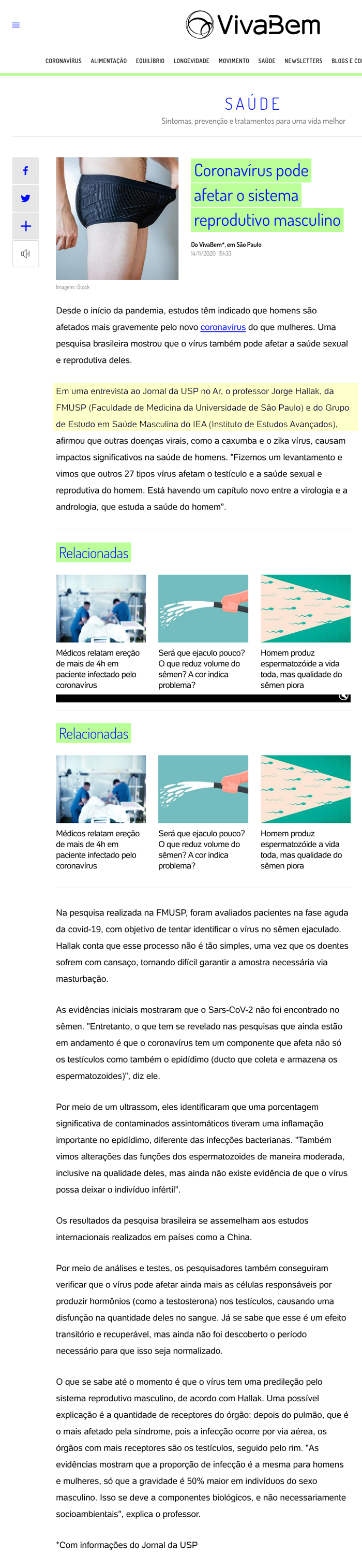 Coronavírus pode afetar o sistema reprodutivo masculino