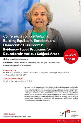 Convite: Conferência de Rachel Lotan - 17/6/24