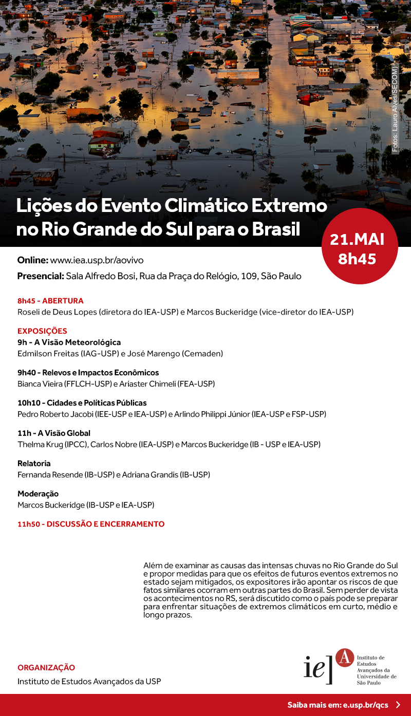 Convite "Lições do Evento Climático Extremo no Rio Grande do Sul para o Brasil"