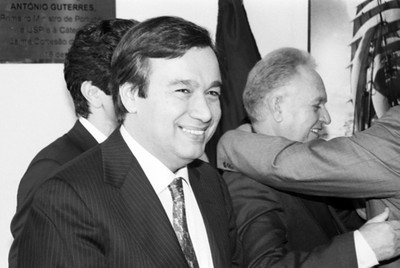 António Guterres, membros de sua comitiva e José Jobson de Andrade Arruda